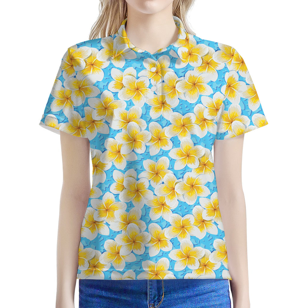 Frangipani On The Water Pattern Print Women's Polo Shirt