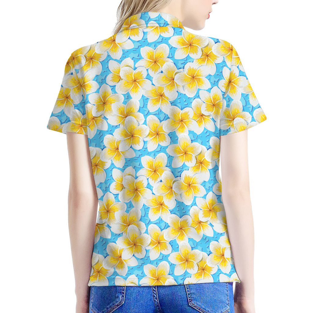 Frangipani On The Water Pattern Print Women's Polo Shirt