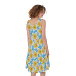 Frangipani On The Water Pattern Print Women's Sleeveless Dress