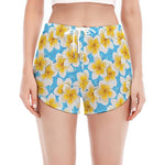 Frangipani On The Water Pattern Print Women's Split Running Shorts