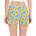 Frangipani On The Water Pattern Print Women's Split Running Shorts