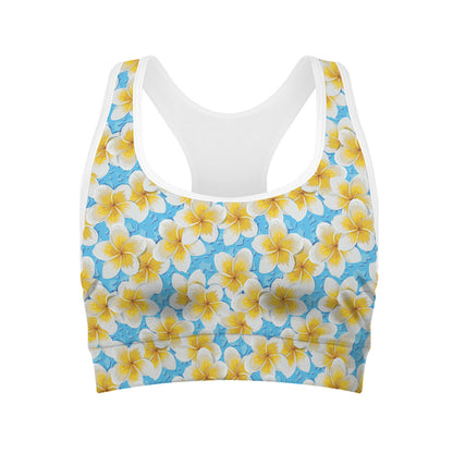 Frangipani On The Water Pattern Print Women's Sports Bra