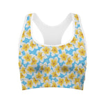 Frangipani On The Water Pattern Print Women's Sports Bra