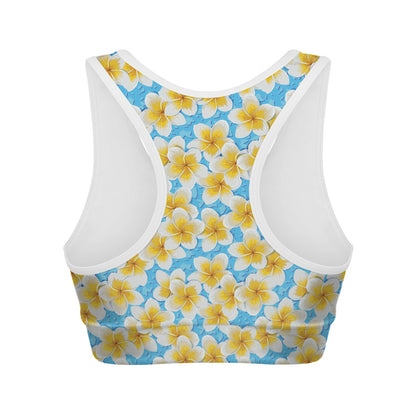 Frangipani On The Water Pattern Print Women's Sports Bra