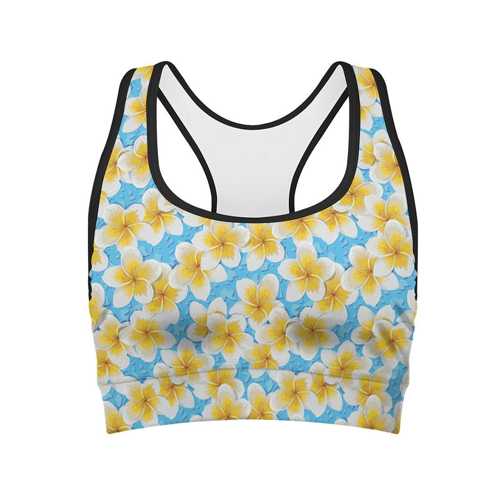 Frangipani On The Water Pattern Print Women's Sports Bra