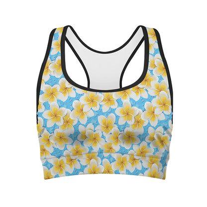 Frangipani On The Water Pattern Print Women's Sports Bra