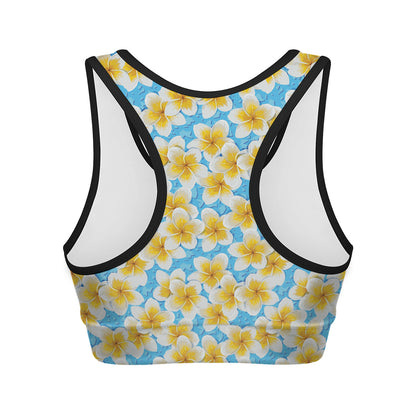 Frangipani On The Water Pattern Print Women's Sports Bra