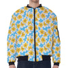 Frangipani On The Water Pattern Print Zip Sleeve Bomber Jacket