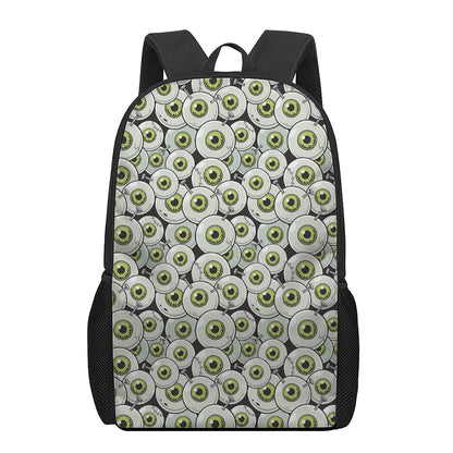 Frankenstein Eyeball Pattern Print 17 Inch Backpack