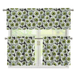 Frankenstein Eyeball Pattern Print 3 Piece Kitchen Curtains