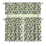 Frankenstein Eyeball Pattern Print 3 Piece Kitchen Curtains