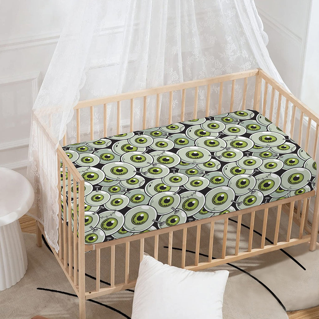 Frankenstein Eyeball Pattern Print Baby Crib Sheet