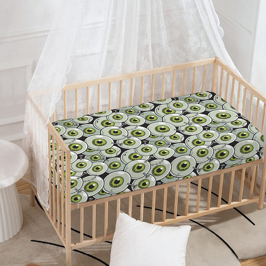 Frankenstein Eyeball Pattern Print Baby Crib Sheet