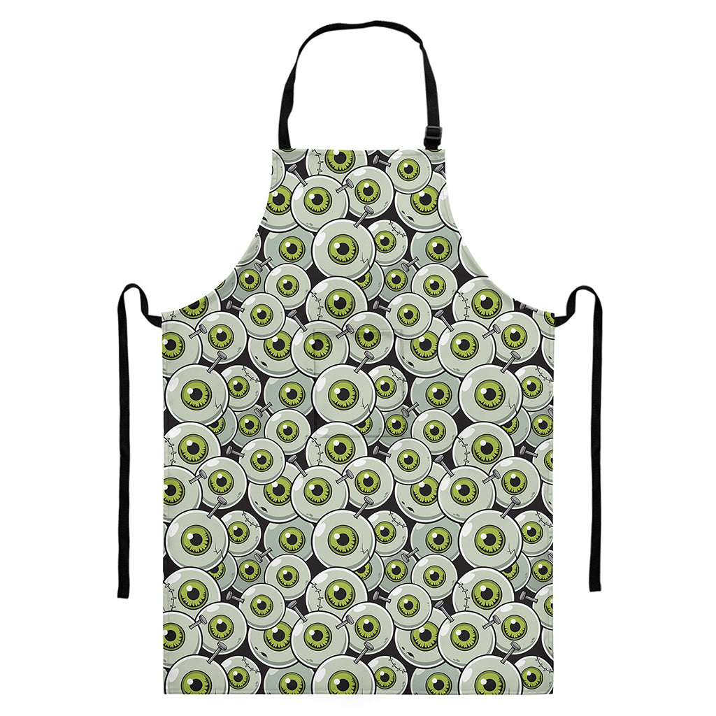 Frankenstein Eyeball Pattern Print Bib Apron With Pocket
