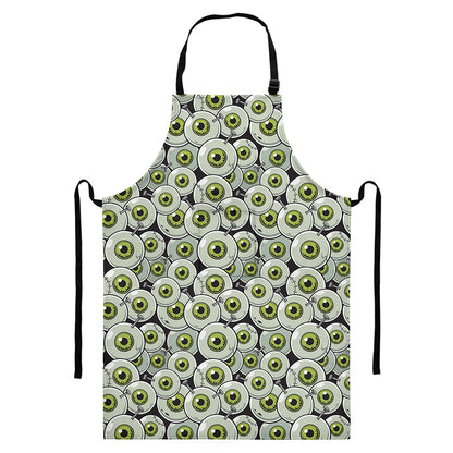 Frankenstein Eyeball Pattern Print Bib Apron With Pocket