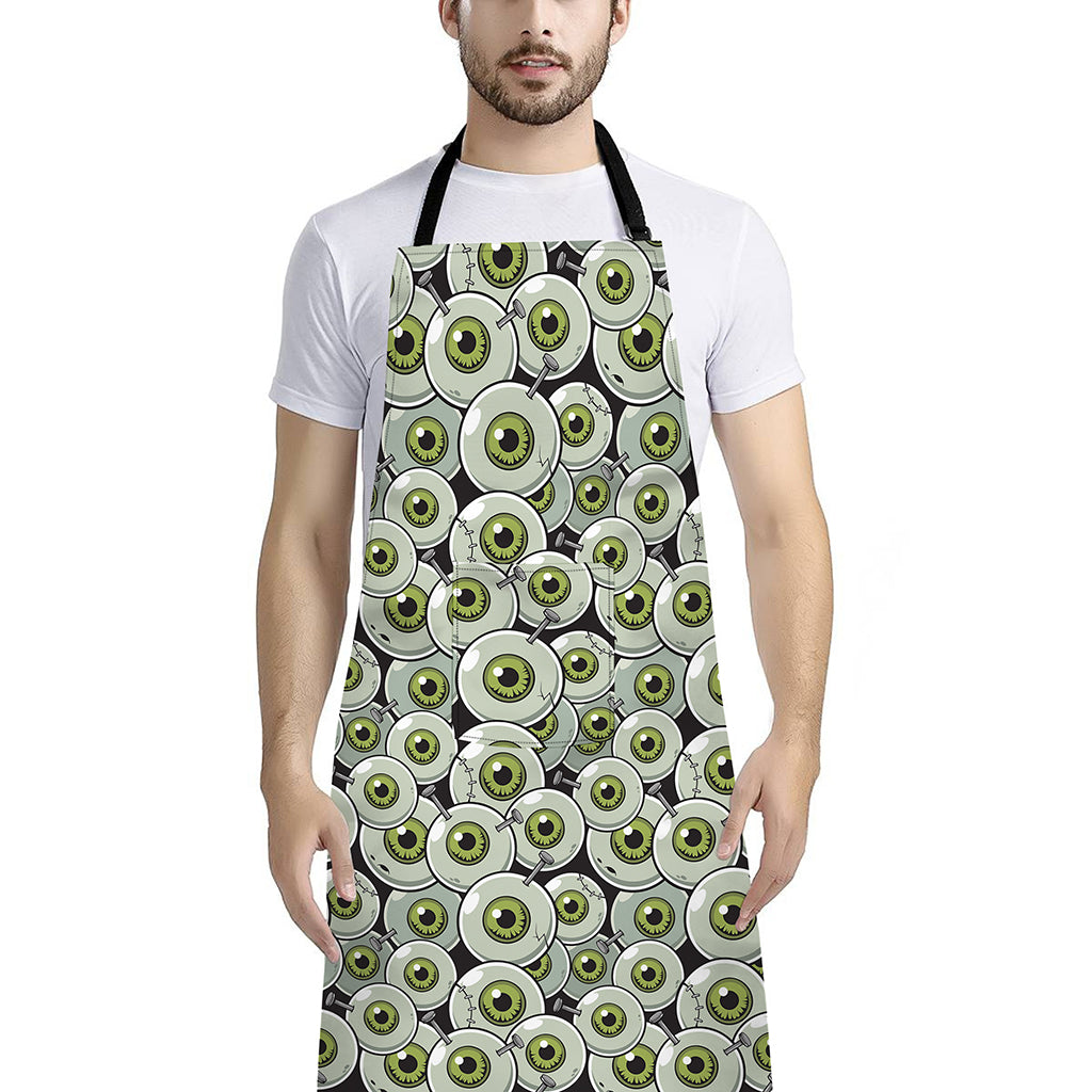 Frankenstein Eyeball Pattern Print Bib Apron With Pocket