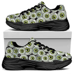 Frankenstein Eyeball Pattern Print Black Chunky Shoes