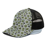 Frankenstein Eyeball Pattern Print Black Mesh Trucker Cap