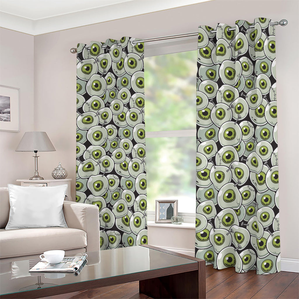 Frankenstein Eyeball Pattern Print Blackout Grommet Curtains