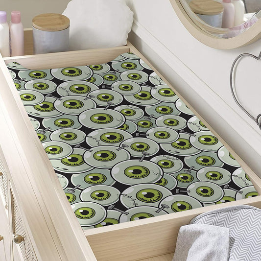 Frankenstein Eyeball Pattern Print Changing Pad Cover