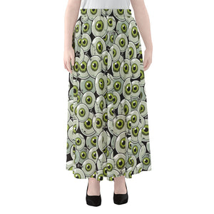 Frankenstein Eyeball Pattern Print Chiffon Maxi Skirt