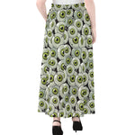 Frankenstein Eyeball Pattern Print Chiffon Maxi Skirt