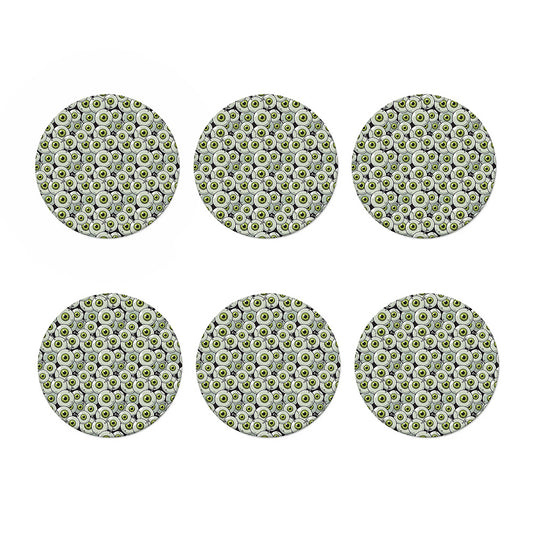 Frankenstein Eyeball Pattern Print Coaster Set