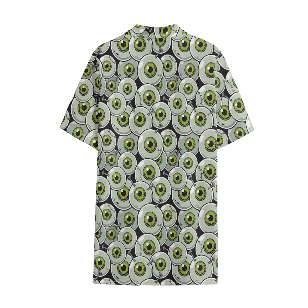 Frankenstein Eyeball Pattern Print Cotton Hawaiian Shirt