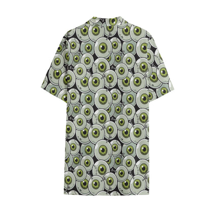 Frankenstein Eyeball Pattern Print Cotton Hawaiian Shirt