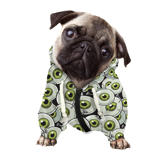 Frankenstein Eyeball Pattern Print Dog Zip Up Hoodie