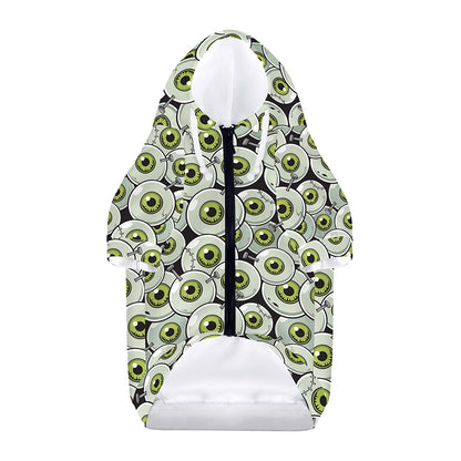 Frankenstein Eyeball Pattern Print Dog Zip Up Hoodie