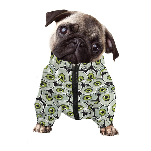 Frankenstein Eyeball Pattern Print Dog Zip Up Jacket