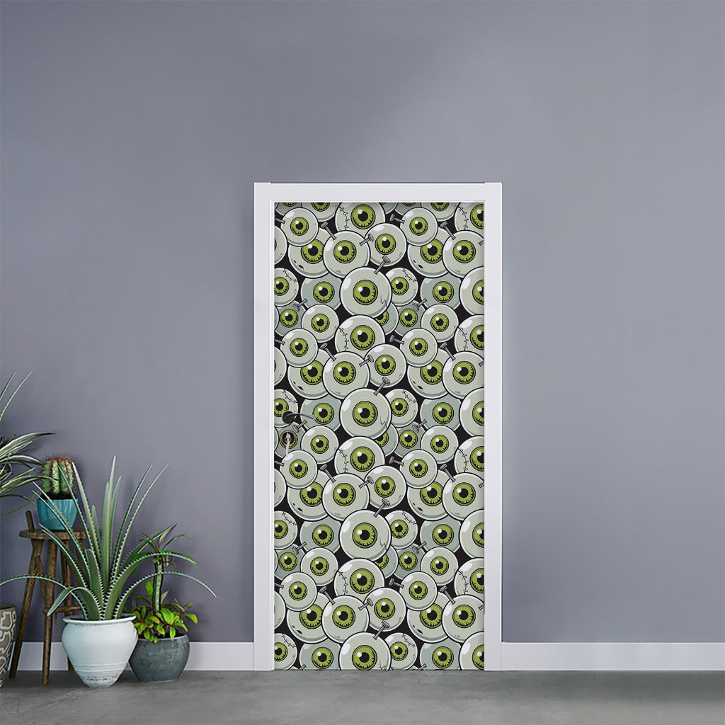 Frankenstein Eyeball Pattern Print Door Sticker