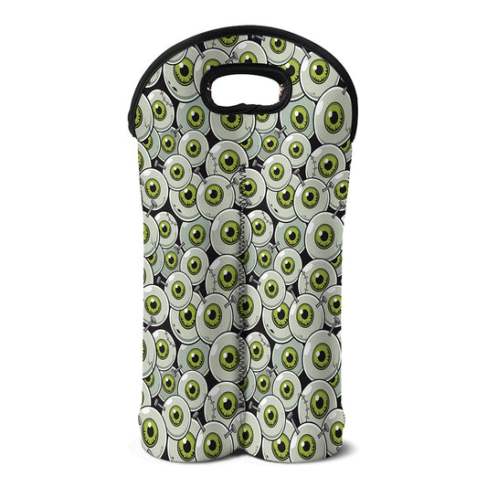 Frankenstein Eyeball Pattern Print Double Neoprene Wine Tote