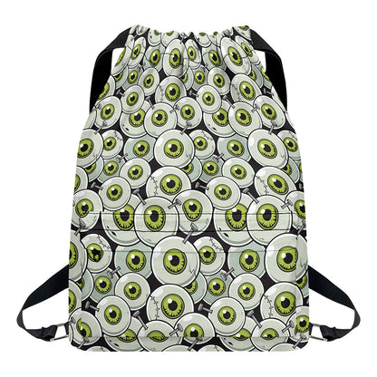 Frankenstein Eyeball Pattern Print Drawstring Backpack