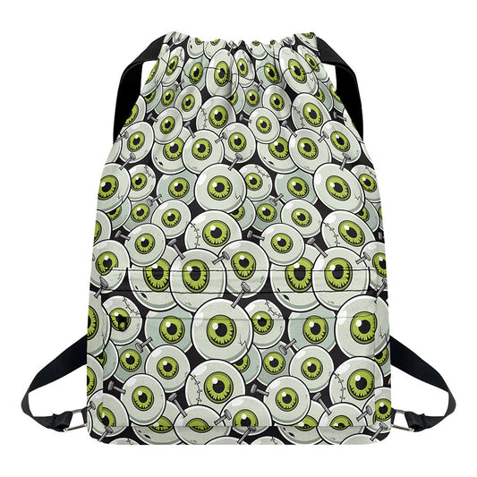 Frankenstein Eyeball Pattern Print Drawstring Backpack