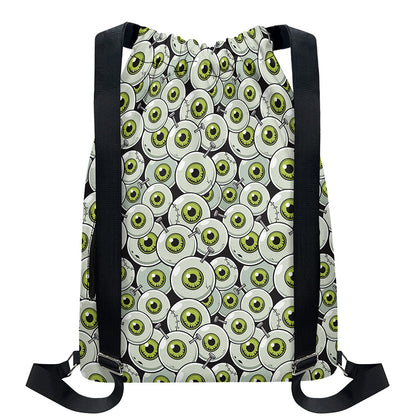 Frankenstein Eyeball Pattern Print Drawstring Backpack