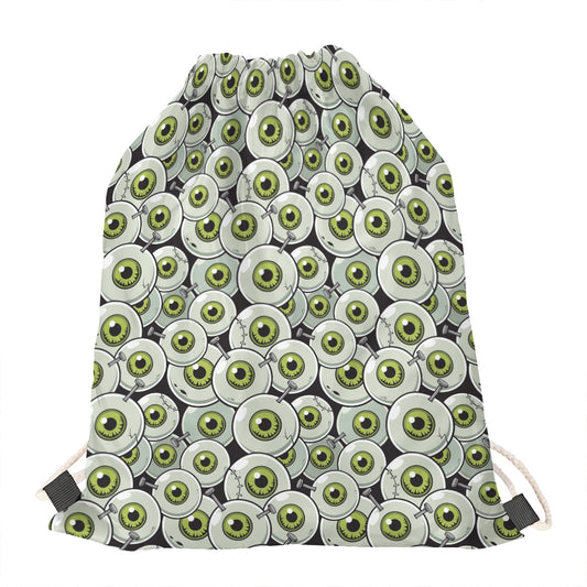Frankenstein Eyeball Pattern Print Drawstring Bag