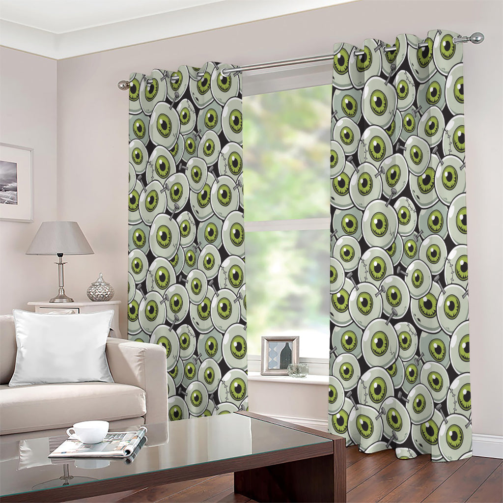 Frankenstein Eyeball Pattern Print Extra Wide Grommet Curtains