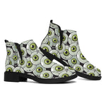 Frankenstein Eyeball Pattern Print Flat Ankle Boots