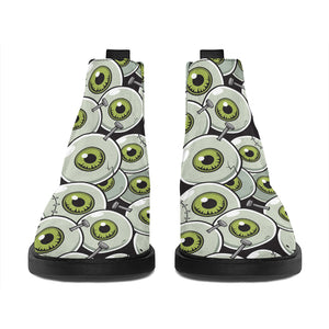 Frankenstein Eyeball Pattern Print Flat Ankle Boots