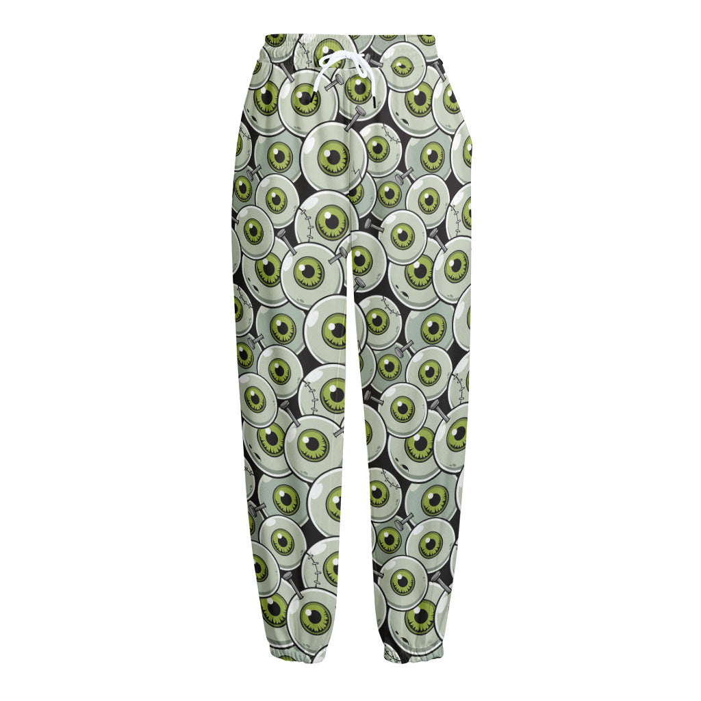 Frankenstein Eyeball Pattern Print Fleece Lined Knit Pants