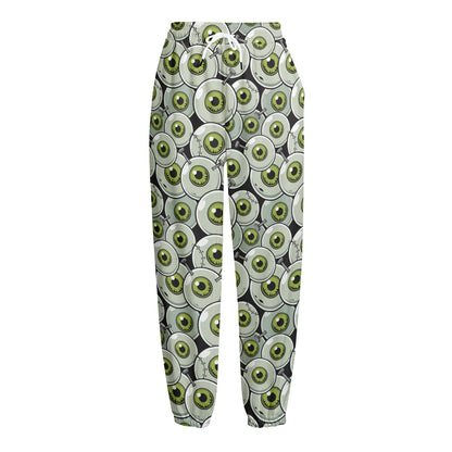 Frankenstein Eyeball Pattern Print Fleece Lined Knit Pants