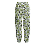 Frankenstein Eyeball Pattern Print Fleece Lined Knit Pants