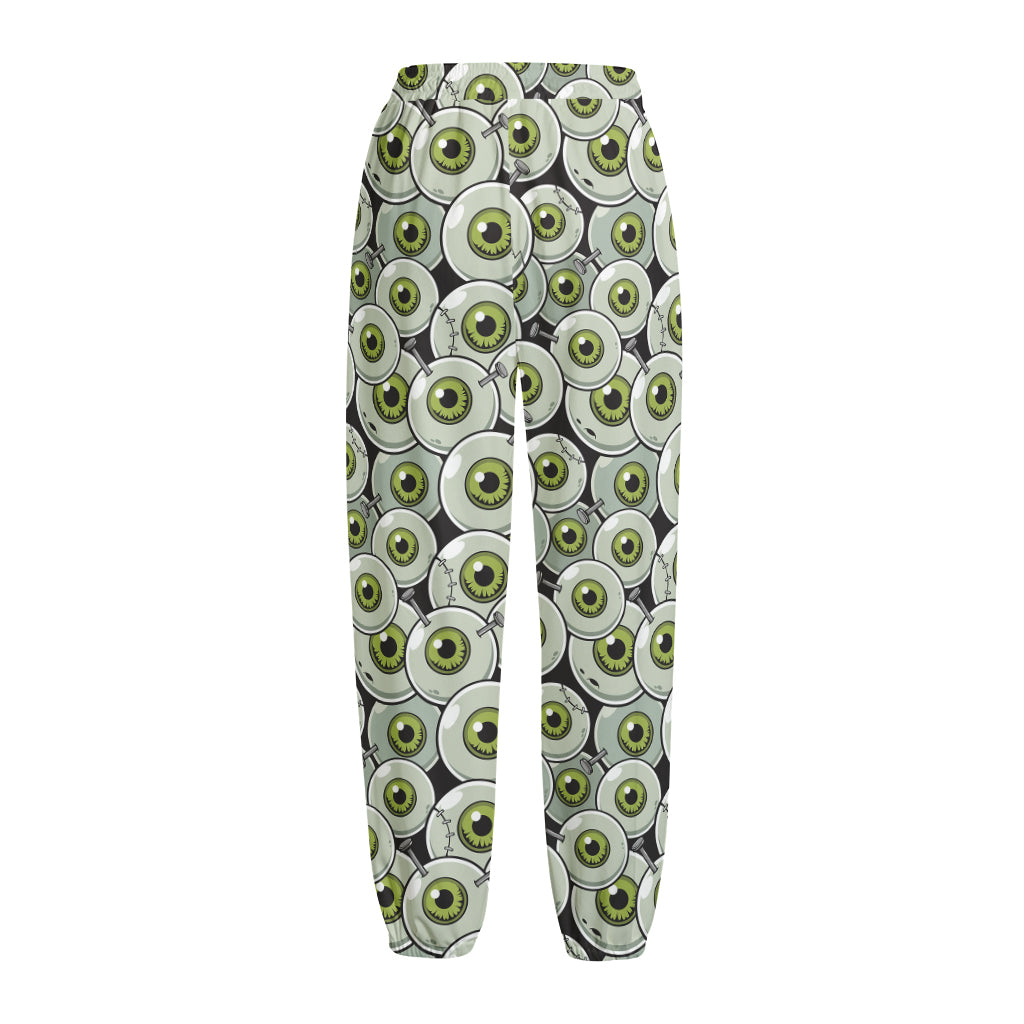 Frankenstein Eyeball Pattern Print Fleece Lined Knit Pants