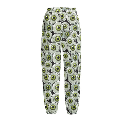 Frankenstein Eyeball Pattern Print Fleece Lined Knit Pants