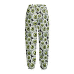 Frankenstein Eyeball Pattern Print Fleece Lined Knit Pants
