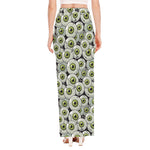 Frankenstein Eyeball Pattern Print High Slit Maxi Skirt