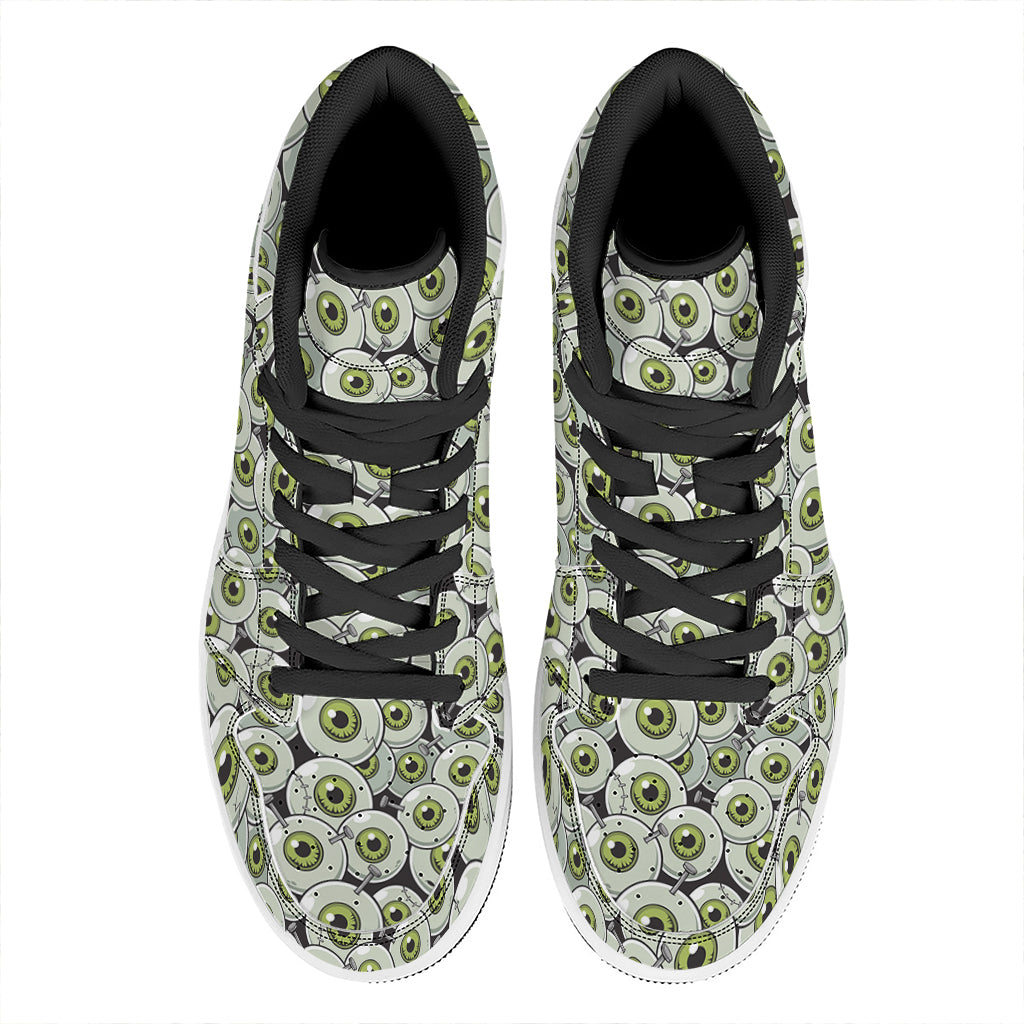 Frankenstein Eyeball Pattern Print High Top Leather Sneakers