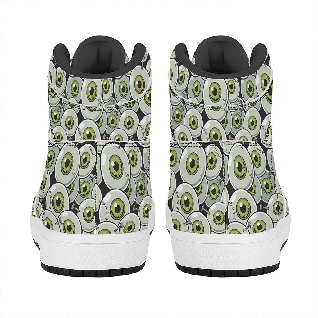 Frankenstein Eyeball Pattern Print High Top Leather Sneakers